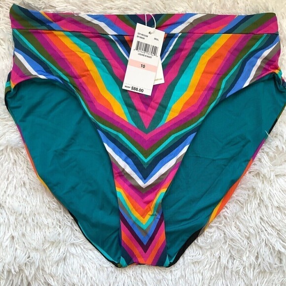 Trina Turk Womens Reversible Louvre High Waisted Swim Bottom Size 10 - Picture 3 of 8